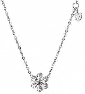 Κολιέ ατσάλινο χιονονιφάδα με πέτρες ζιργκόν