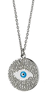 Κολιέ ατσάλινο ματάκι με τιρκουάζ