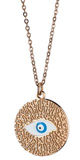 Κολιέ ατσάλινο ματάκι με τιρκουάζ