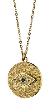 Κολιέ ατσάλινο ματάκι με γαλάζια κρύσταλλα CZ