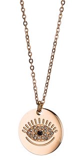 Κολιέ ατσάλινο σε ροζ χρυσό ματάκι με κρύσταλλα CZ