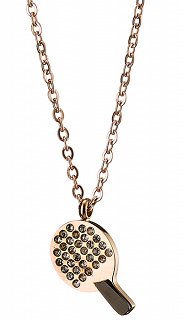 Κολιέ ατσάλινο ρακέτα τένις με κρύσταλλα CZ