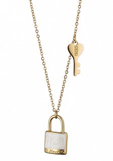 Κολιέ ατσάλι κλειδαριά με φίλντισι