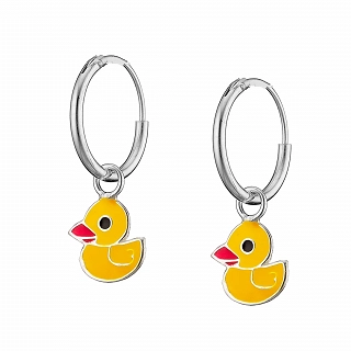 Oxzen παιδικά σκουλαρίκια κρικάκια ασημένια με παπάκια