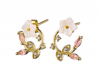 Oxzen σκουλαρίκια καρφωτά ασημένια στρογγυλό στεφάνι με μαργαρίτα