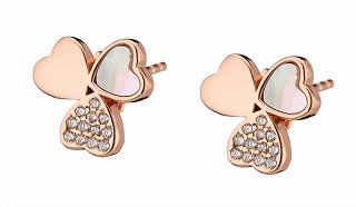 Oxzen σκουλαρίκια καρφωτά ασημένια με φιλντίσι και πέτρες ζιργκόν