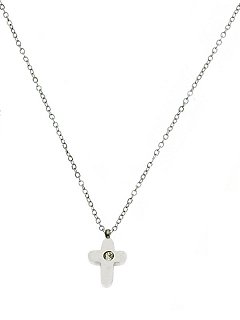 Κολιέ ατσάλινο σταυρός με πέτρα ζιργκόν