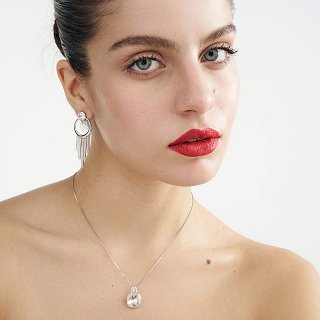 Oxzen κολιέ ασημένιο με πέτρα ζιργκόν