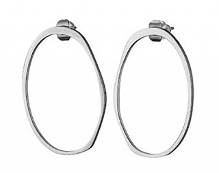 Σκουλαρίκια κρεμαστά ατσάλινα οβάλ