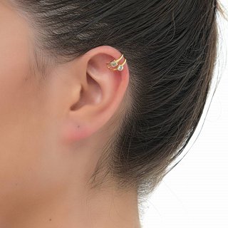 Oxzen σκουλαρίκι ασημένιο Ear Cuff με λευκά ζιργκόν