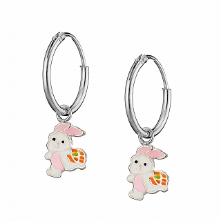 Oxzen παιδικά σκουλαρίκια κρικάκια ασημένια με λαγουδάκια