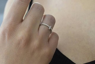 Oxzen δαχτυλίδι ασημένιο σειρέ σταυρός