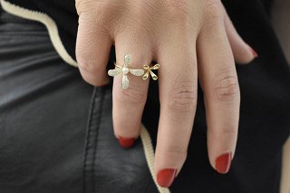 Oxzen δαχτυλίδι ασημένιο με ζιργκόν λουλούδι και πέρλα free size