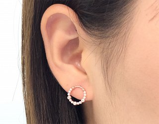 Oxzen σκουλαρίκια καρφωτά ασημένια στρογγυλό με περλίτσες