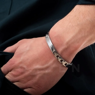 Βραχιόλι ανδρικό από ανοξείδωτο ατσάλι ασημί ταυτότητα