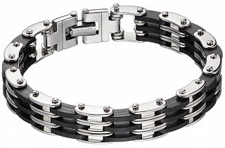 Χειροπέδα ανδρική ατσάλι σε ασημί με μαύρο