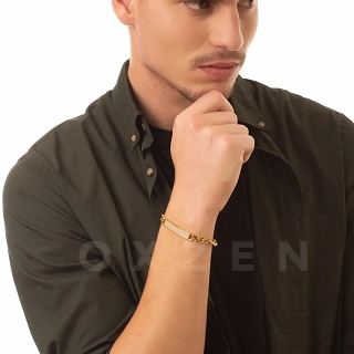 Βραχιόλι ανδρικό από ανοξείδωτο ατσάλι ταυτότητα με λευκά ζιργκόν