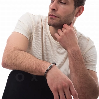 Βραχιόλι ατσάλινο με δέρμα και ατσαλόσυρμα