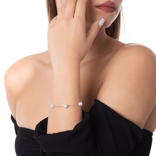 Oxzen βραχιόλι ατσάλινο με πέρλες