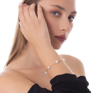 Oxzen βραχιόλι ατσάλινο με πέρλες