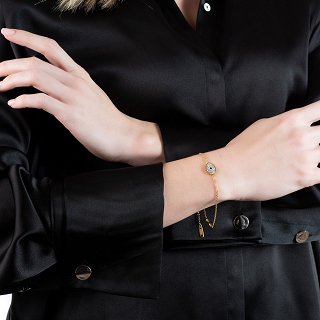 Βραχιόλι ατσάλινο ματάκι με κρύσταλλα cz