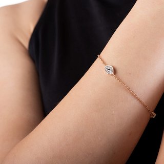 Βραχιόλι ατσάλινο ματάκι με κρύσταλλα cz