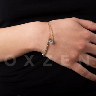 Βραχιόλι ριβιέρα ατσάλινη με ένα μεγάλο λευκό ζιργκόν