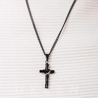 Κολιέ σταυρός με αλυσίδα ατσάλι