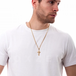 Κολιέ σταυρός με αλυσίδα ατσάλι