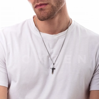 Κολιέ σταυρός με αλυσίδα ατσάλι