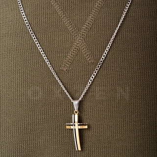 Κολιέ σταυρός με αλυσίδα ατσάλι