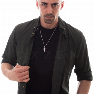 Κολιέ σταυρός ατσάλι σε ασημί, ανδρικός