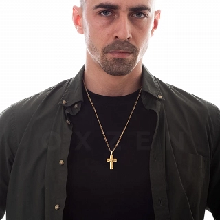 Κολιέ σταυρός ατσάλι σε ασημί, ανδρικός