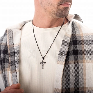 Σταυρός  αντρικός ατσάλινος μαζί με αλυσίδα