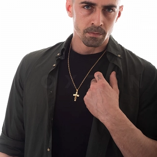 Κολιέ σταυρός αντρικός ατσάλι