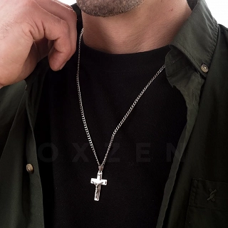 Σταυρός ατσάλι ανδρικός με αλυσίδα