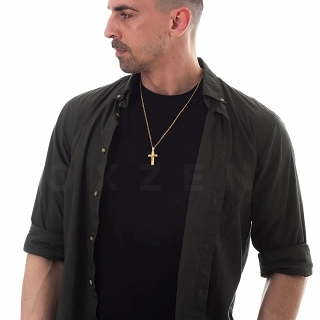 Σταυρός ατσάλι ανδρικός με αλυσίδα