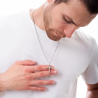 Σταυρός με αλυσίδα ατσάλι ανδρικός