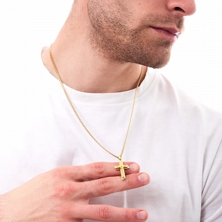 Κολιέ σταυρός με αλυσίδα ατσάλι ανδρικός με εσταυρωμένο σε ματ