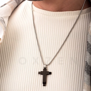 Σταυρός με αλυσίδα Unisex ατσάλινος με μοντέρνο σχέδιο