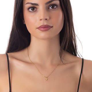 Κολιέ ατσάλινο σταυρός με πέτρα ζιργκόν