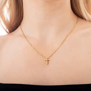 Κολιέ ατσάλινο σταυρός με πέτρα ζιργκόν