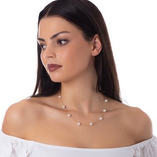 Κολιέ ατσάλινο με πέρλες