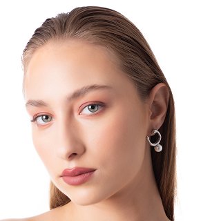 Σκουλαρίκια κρίκοι ατσάλινοι με πέρλα