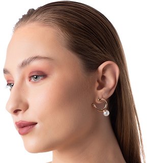 Σκουλαρίκια κρίκοι ατσάλινοι με πέρλα