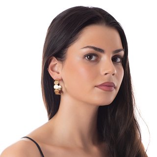 Σκουλαρίκια κρίκοι ατσάλινοι με στρογγυλά στοιχεία