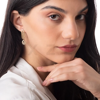 Σκουλαρίκια κρεμαστά ατσάλινα ορθογώνια με μαίανδρο