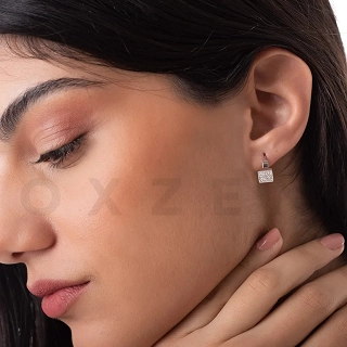 Σκουλαρίκια κρίκοι από ανοξείδωτο ατσάλι με λευκά κρύσταλλα