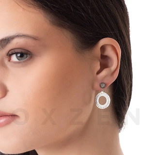 Σκουλαρίκια κρεμαστά από ανοξείδωτο ατσάλι, στρογγυλά με μαίανδρο