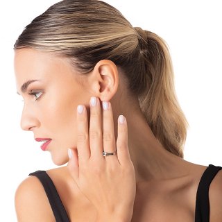 Δαχτυλίδι ατσάλινο μονόπετρο με πέτρα ζιργκόν